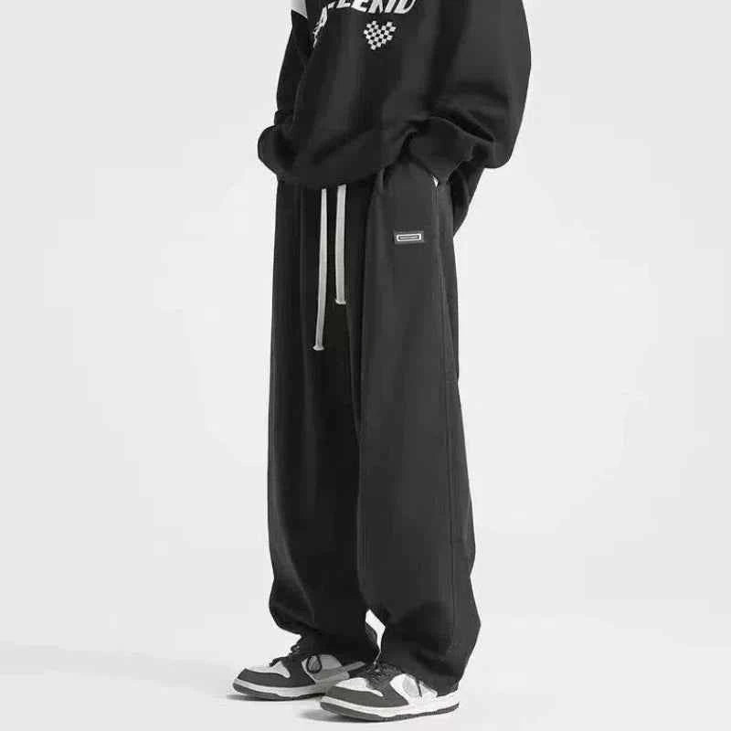 Streetwear Solid Color Elastic Waist Cotton Sweatpants