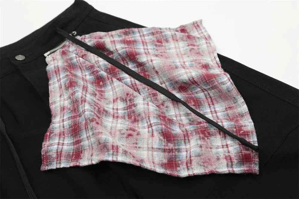 AURA Removable Patchwork Wide Leg Hip Jeans