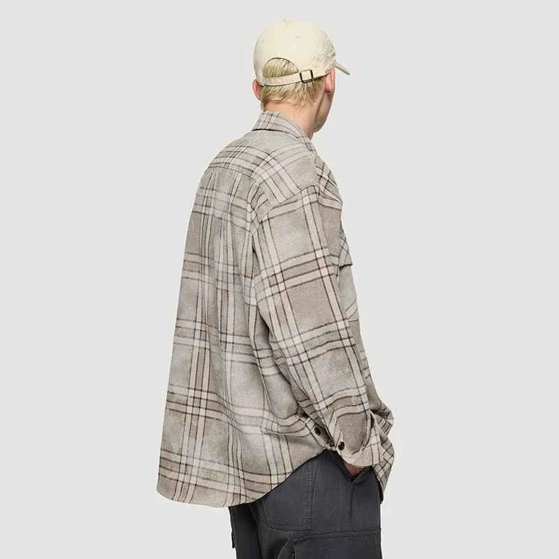 Vintage Plaid Oversized Long Sleeve Shirt