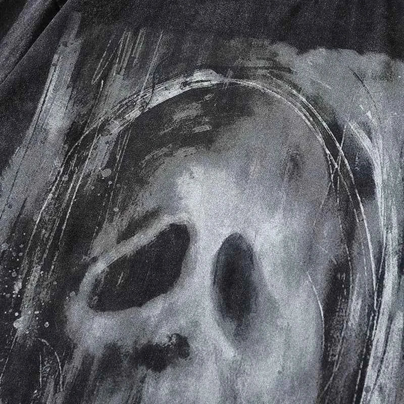Gothic Oversized Scare Skull Graphic Print T-Shirt