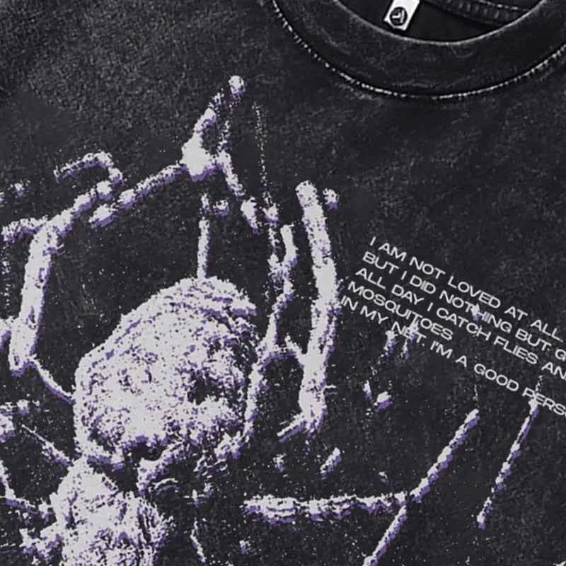 Streetwear Spider Letter Print Gothic Cotton T-Shirt