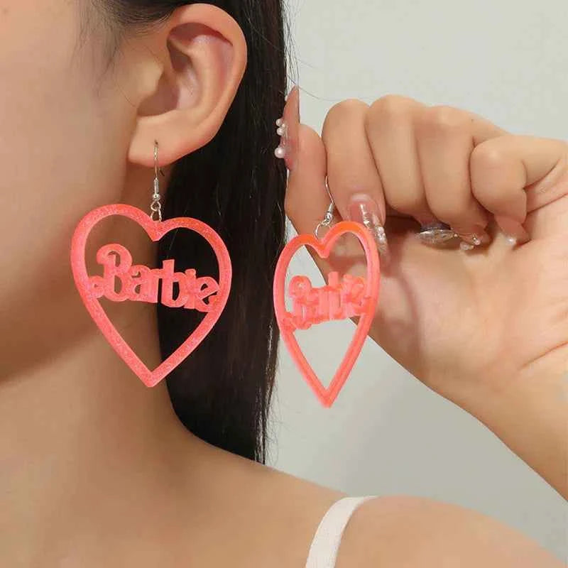 Luxury Creative Acrylic Barbie Heart Earrings