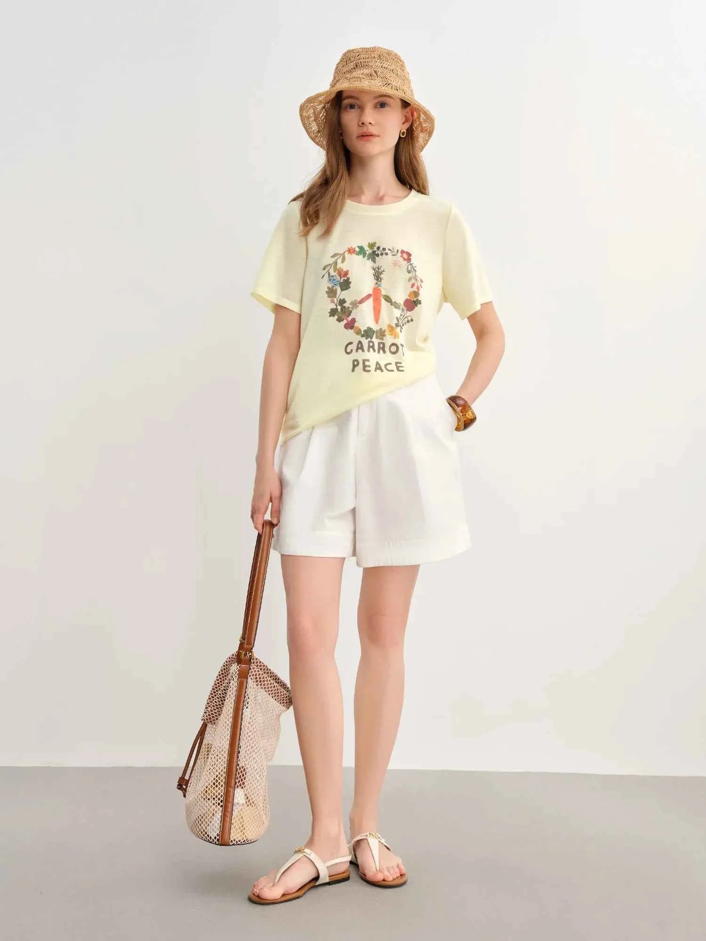 Breathable Botanical Print Curve Sculpting T-Shirt