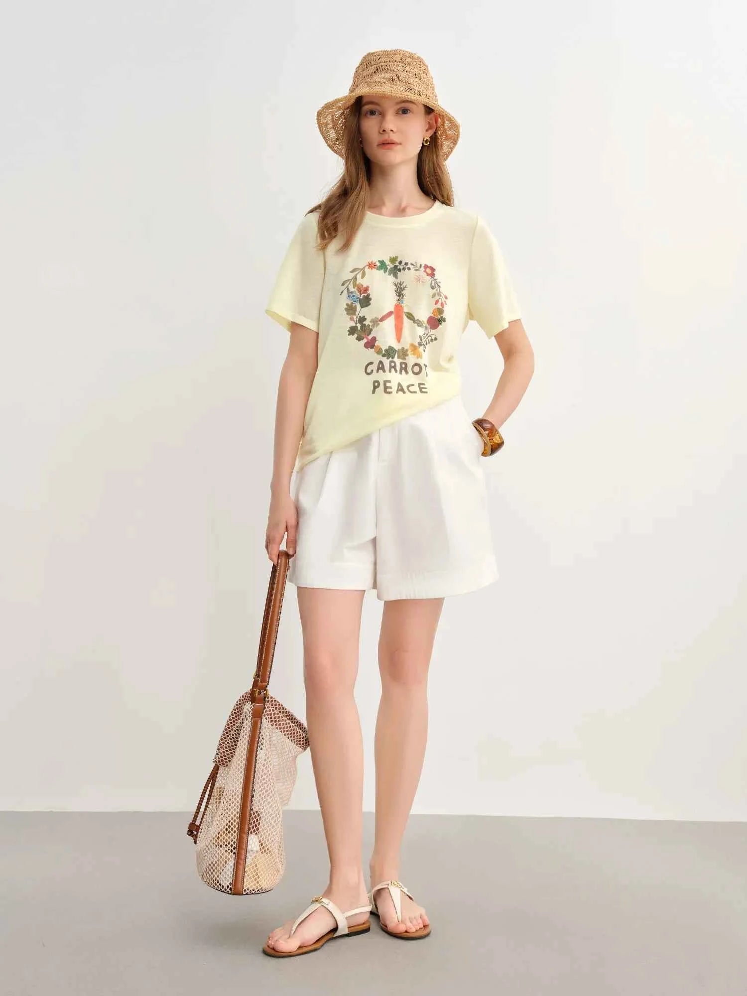 Breathable Botanical Print Curve Sculpting T-Shirt