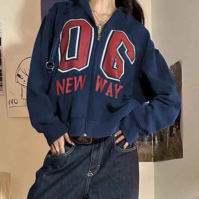 Plush Vintage Letter Print Winter Sweatshirt