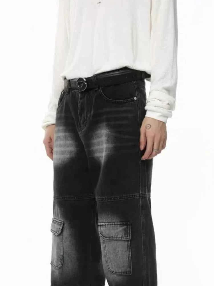 Utility Vibe Vintage Black Baggy Cargo Jeans