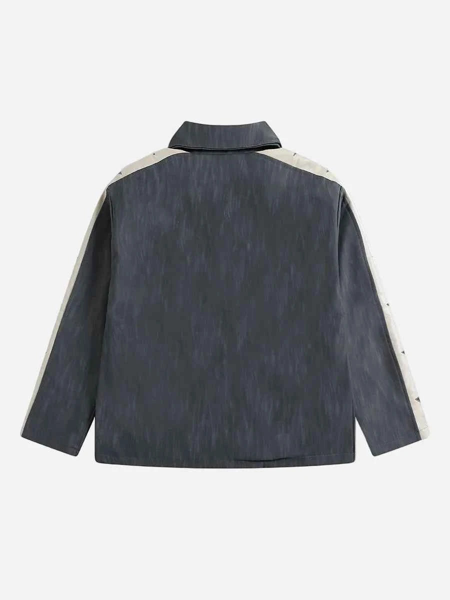 High-End European Spliced Star Leather Jacket