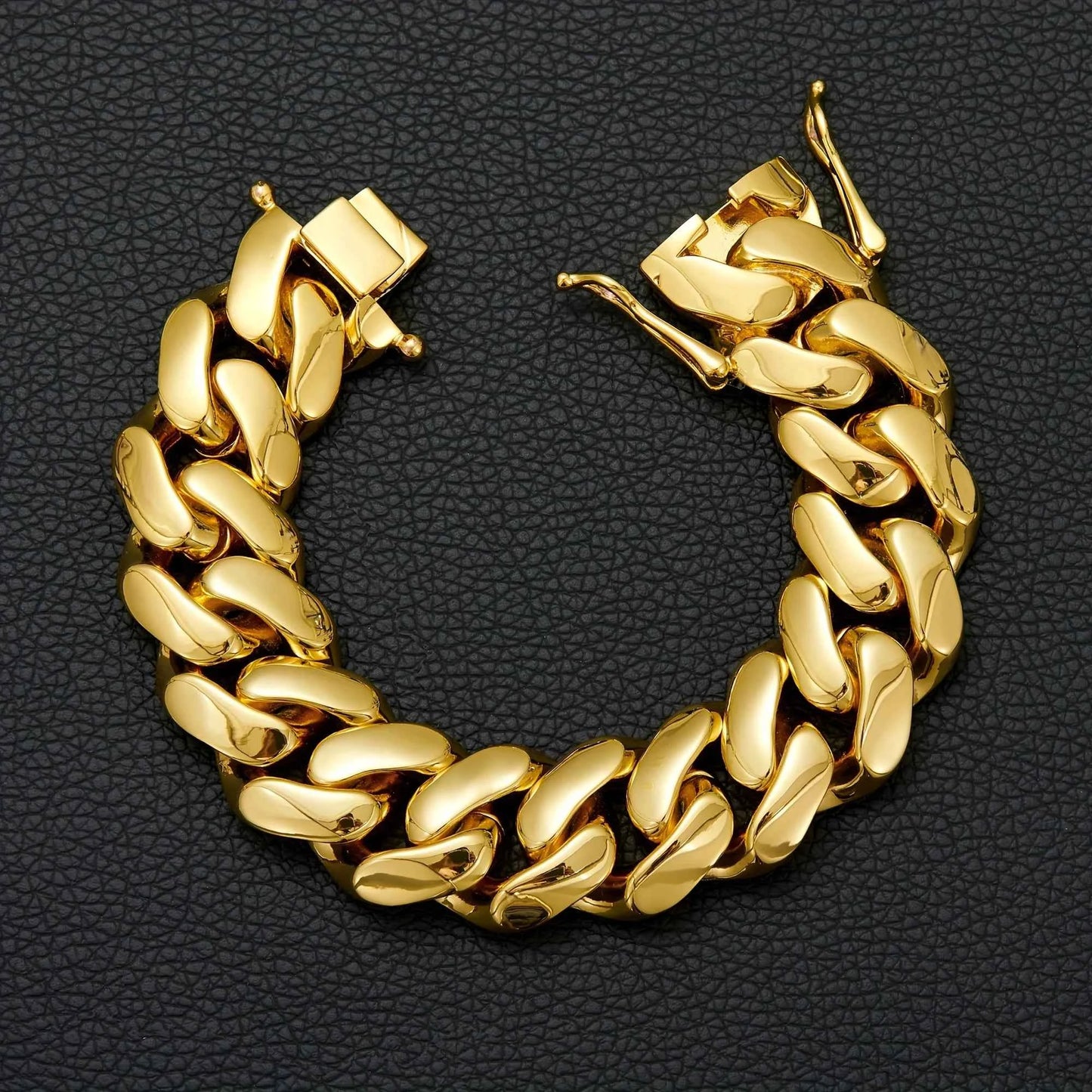 Stainless Steel Rhombus Cuban Miami Link Chain Bracelet - Luxury Urban Geometric Jewelry