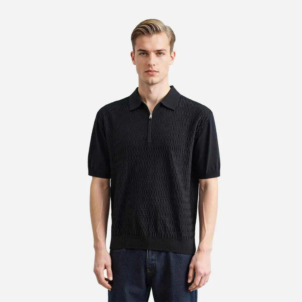 Breathable Lightweight Stripe Polo T-Shirt