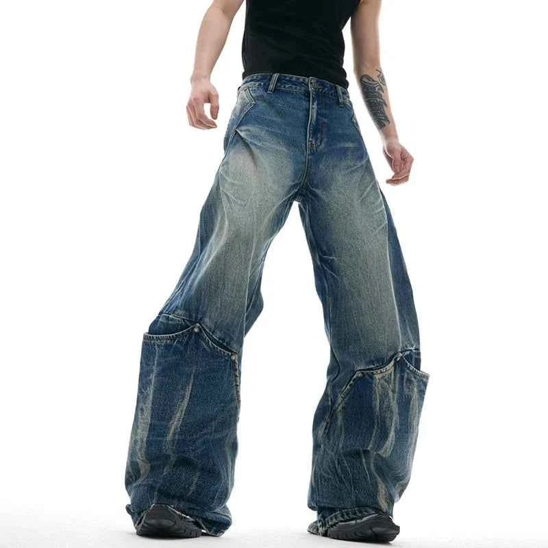 Streetwear Patchwork Wide Leg Jeans