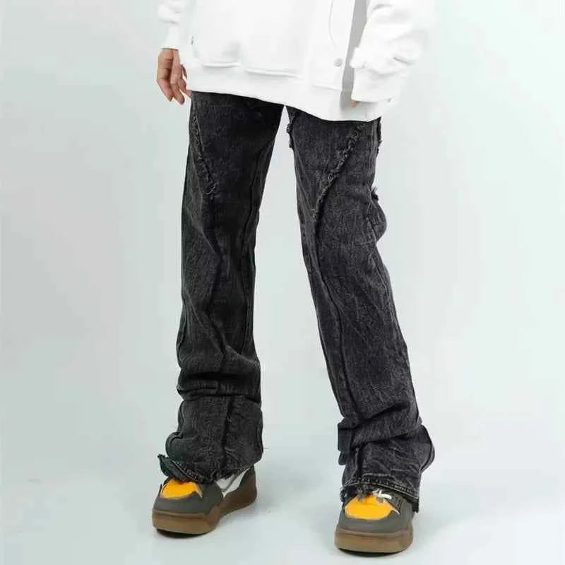 Cyber Washed Black Baggy Stacked Jeans