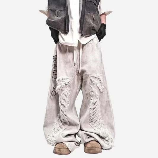 Streetwear High Street Patched Wide Leg Jeans