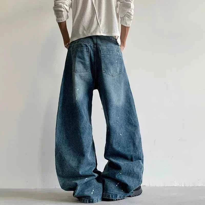 Heart Shaped Embroidery Loose Wide Leg Jeans