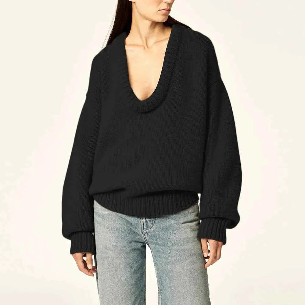 Women Cute Chic Solid Loose O Neck Sweater