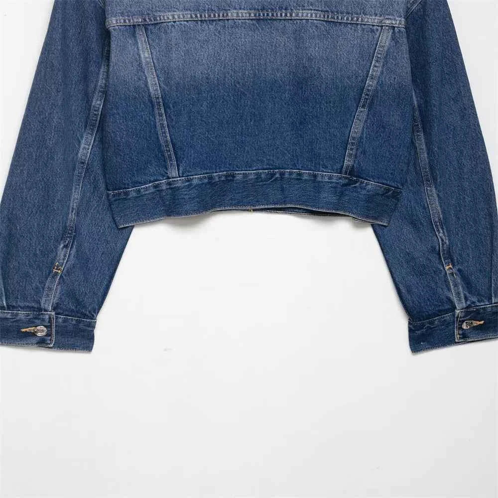 Elevated Retro Faux Fur Collar Denim Jacket