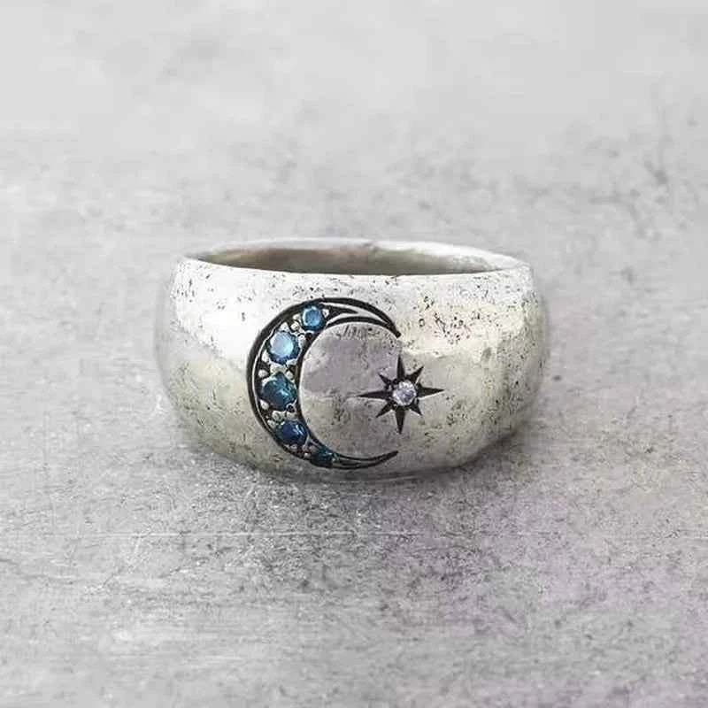 Vintage Silver Moon Sun Ring