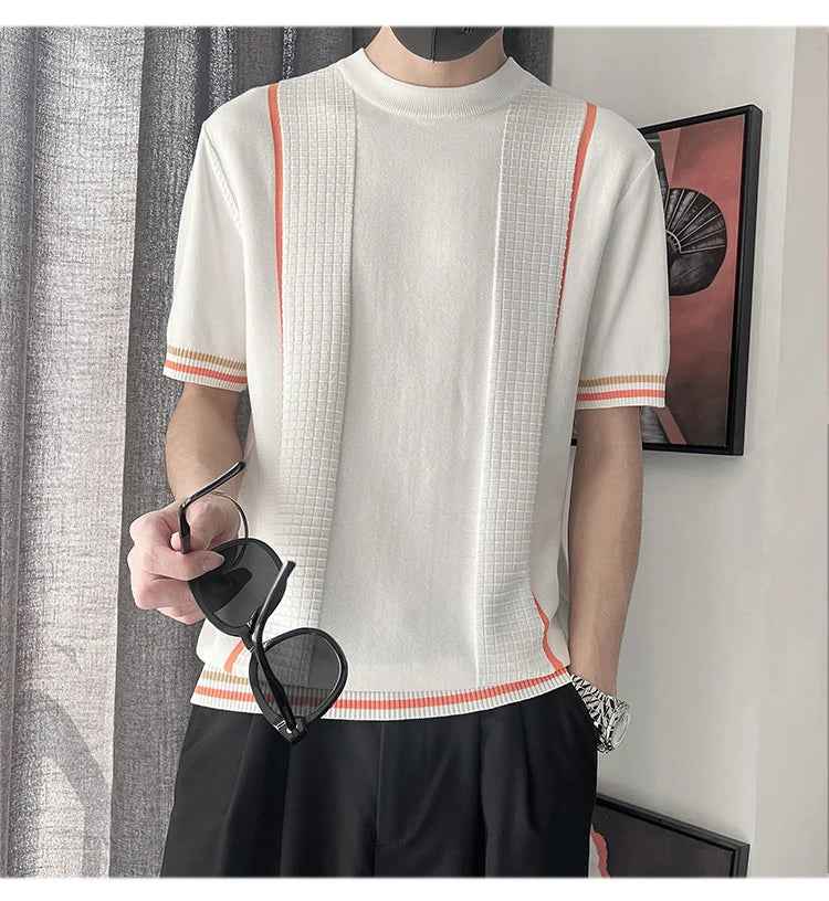 Classic Comfort Plaid Casual Short Sleeve Knit T-Shirt