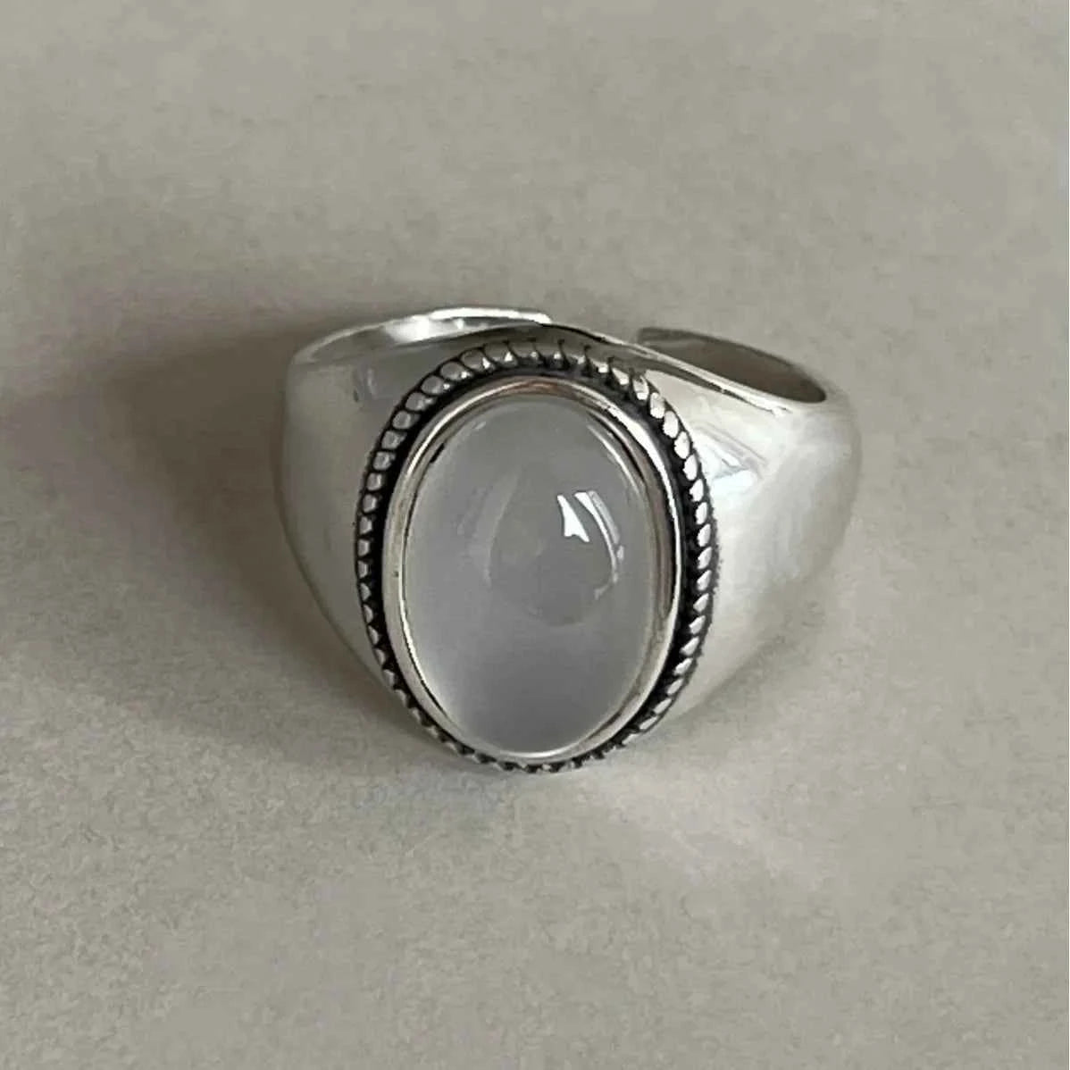 Elegant Oval Stone Cuff Finger Ring