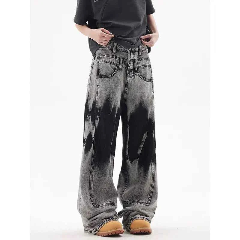 Vintage Patchwork Tie Dye Wide Jeans