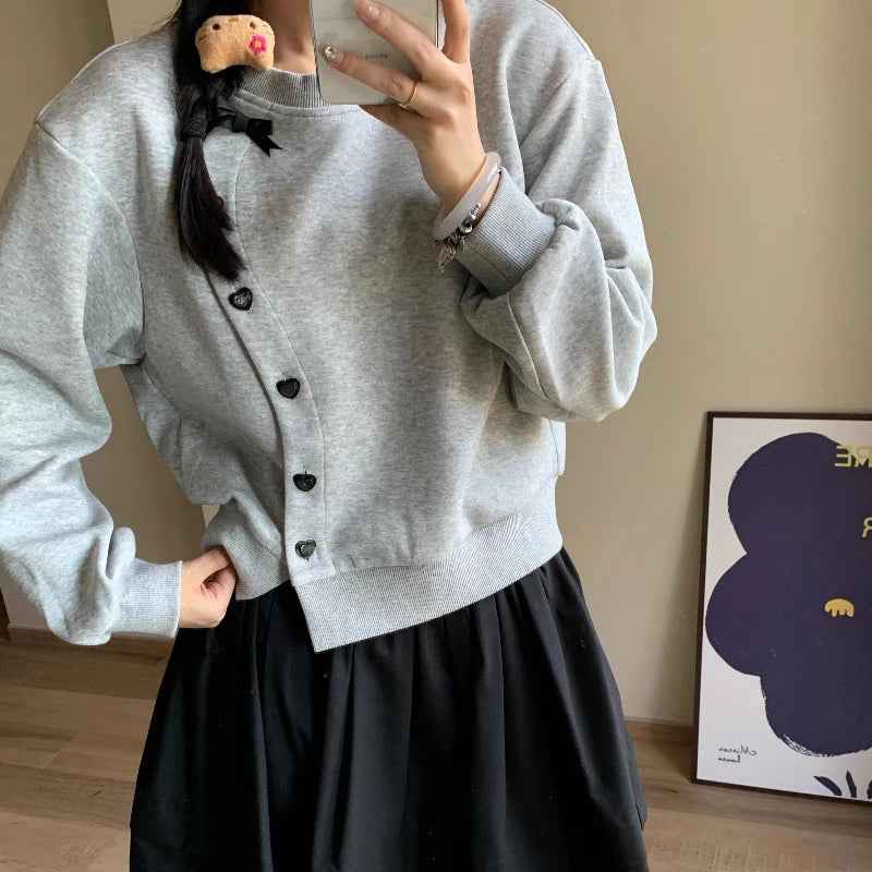 korean Tender Bow Button Up Sweater