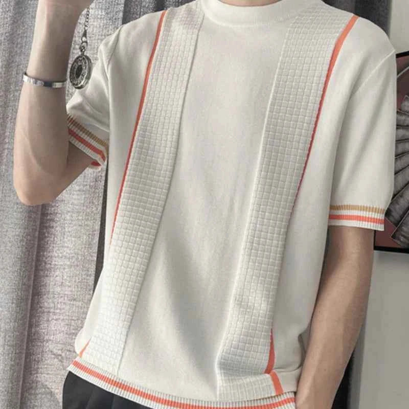 Classic Comfort Plaid Casual Short Sleeve Knit T-Shirt