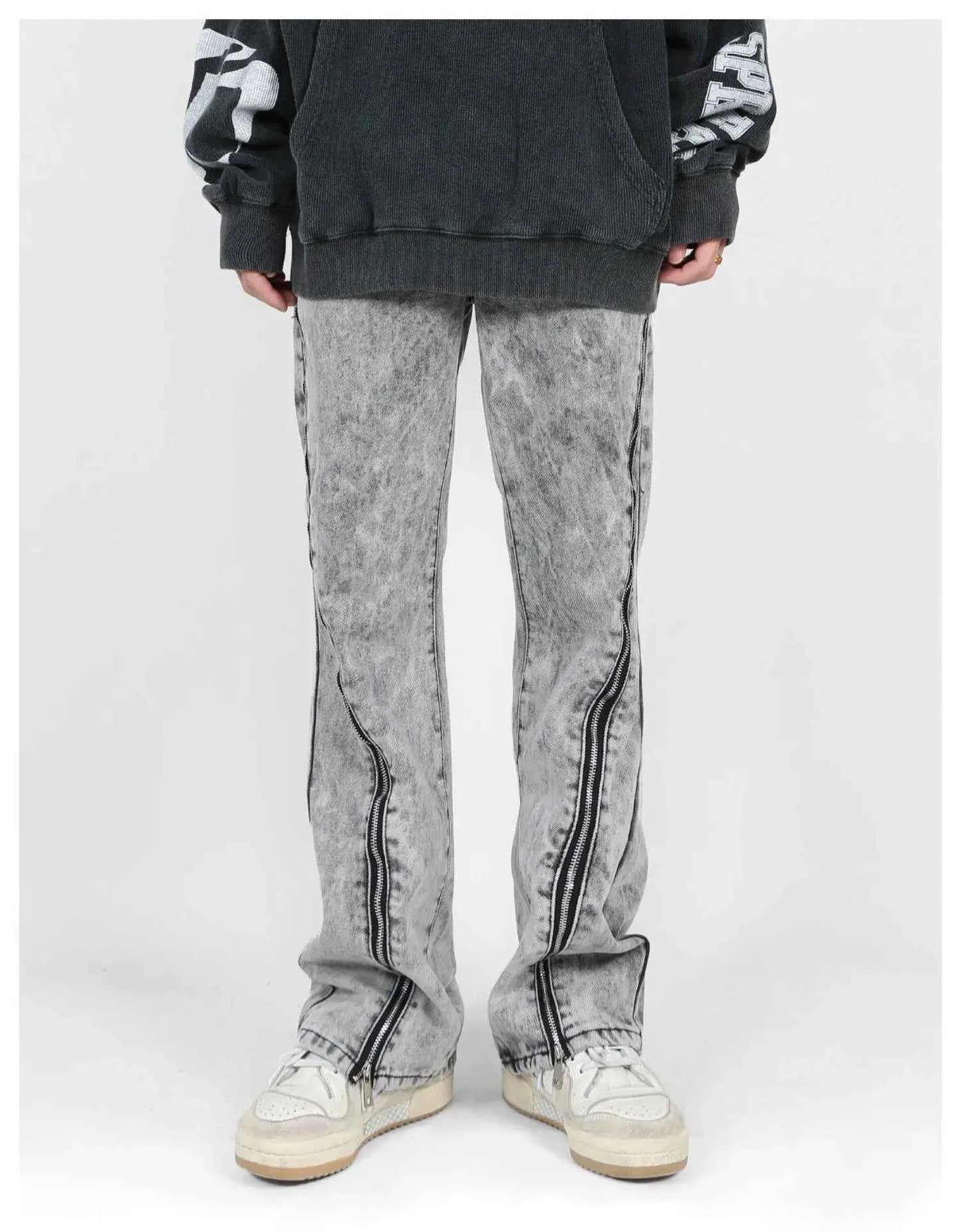 Versatile Acid-Wash Flared Denim Jeans