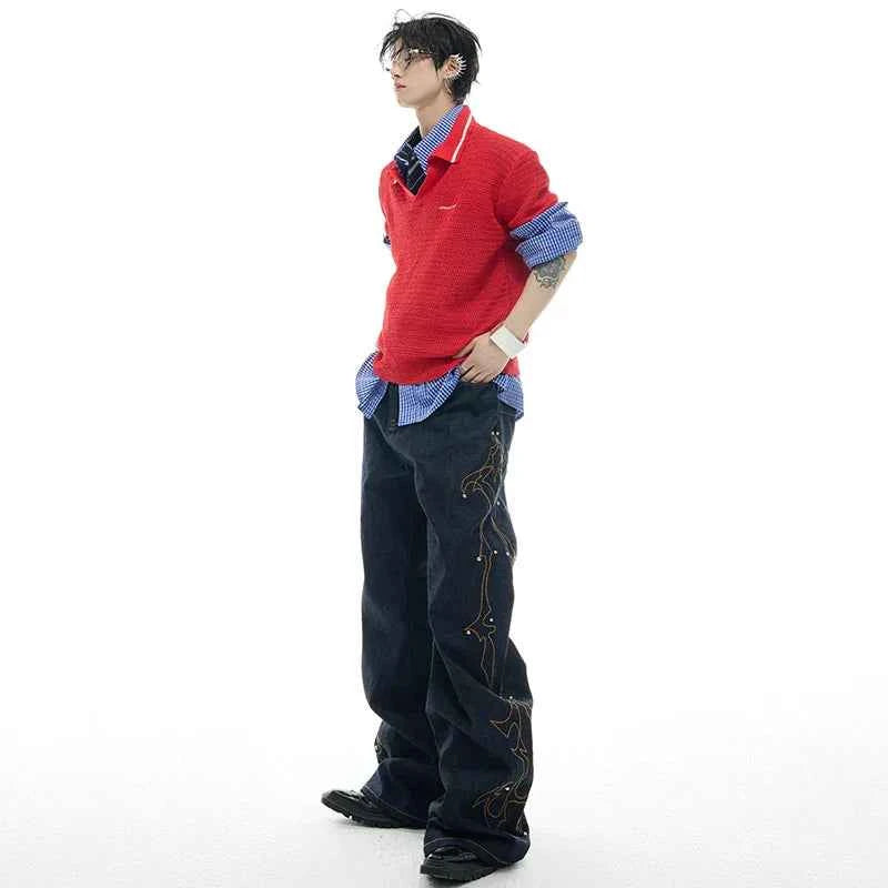 High-Quality Personalized Embroidery Wide Leg Jeans