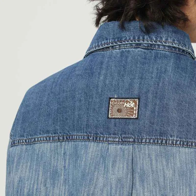 Investment Piece Casual Splice Denim Long Sleeve Shirt