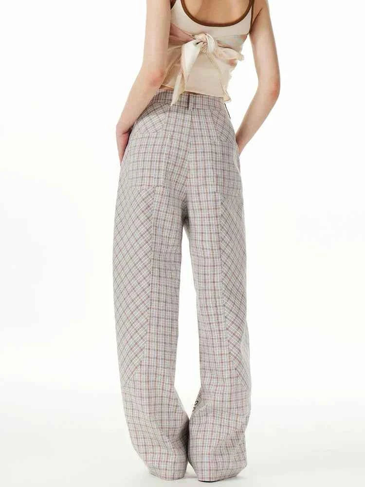 Comfort Plaid Cat Print Retro Sweatpants