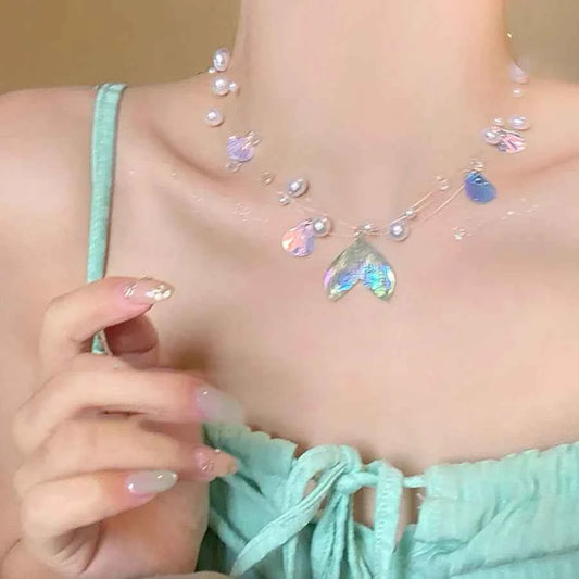 Vibrant Acrylic Summer Beach Fish Tail Necklaces