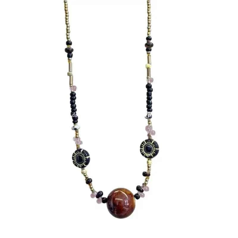 Handmade Bohemian Beaded Tiger Eye Necklace