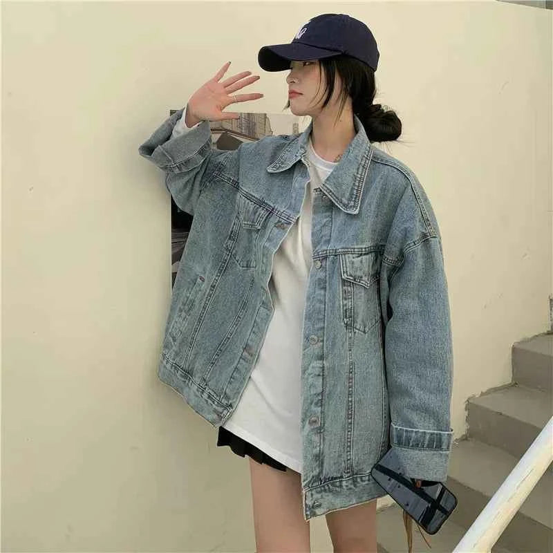 Oversized Korean Style Hip Hop Denim Jacket