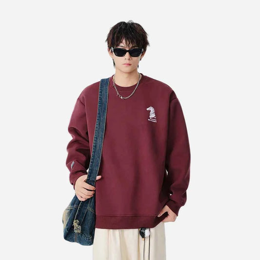 Cozy Horse Head Pattern Crew Sweatshirt