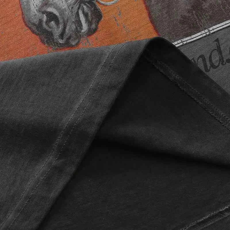Warm Retro Horse Graphic Printed Cotton T-Shirt