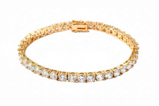 Pure Copper Zirconia Chain Bracelet - Luxury Artisan "Crown-Ice" Tennis Link