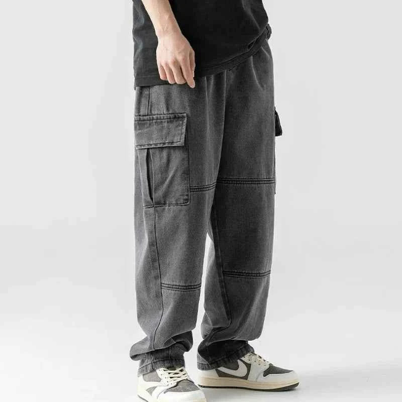 Durable Distressed Workwear Cargo Jeans