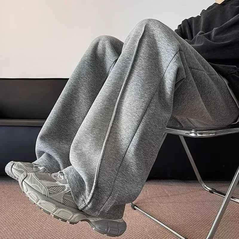 Men's Casual Pleated Drawstring Straight Leg Sweatpants