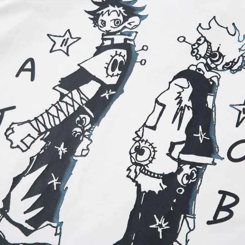 Grunge Japanese Anime Cartoon Graphic Cotton T-Shirt