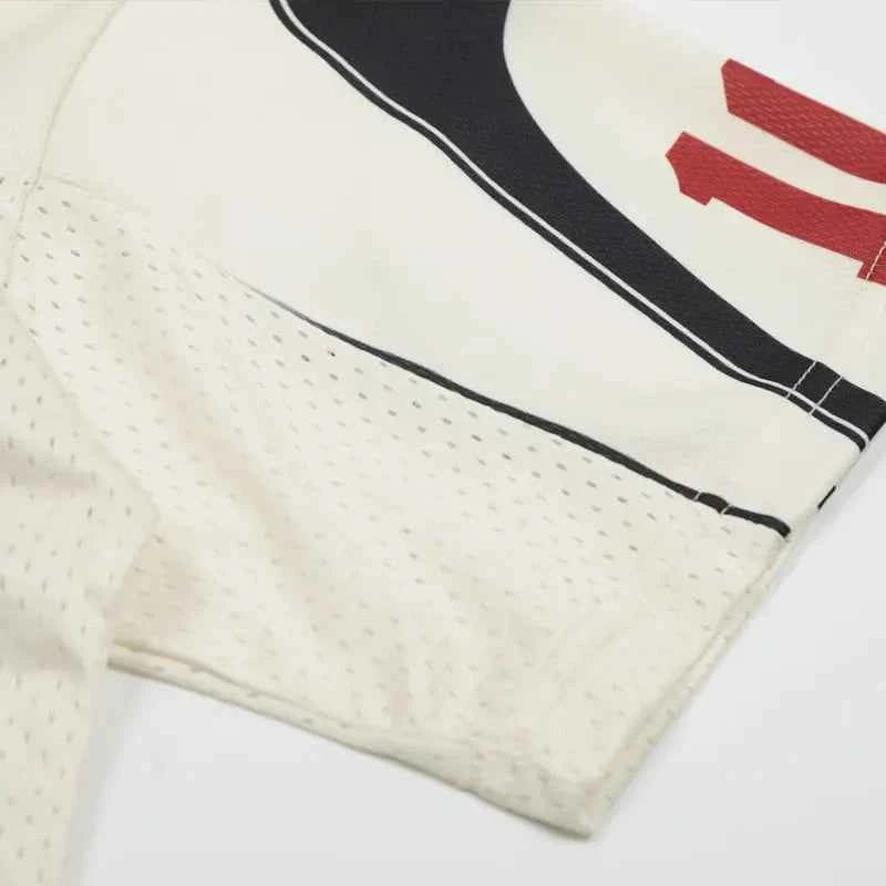 Sport Patchwork Jersey Graphic V-neck Collar T-Shirt