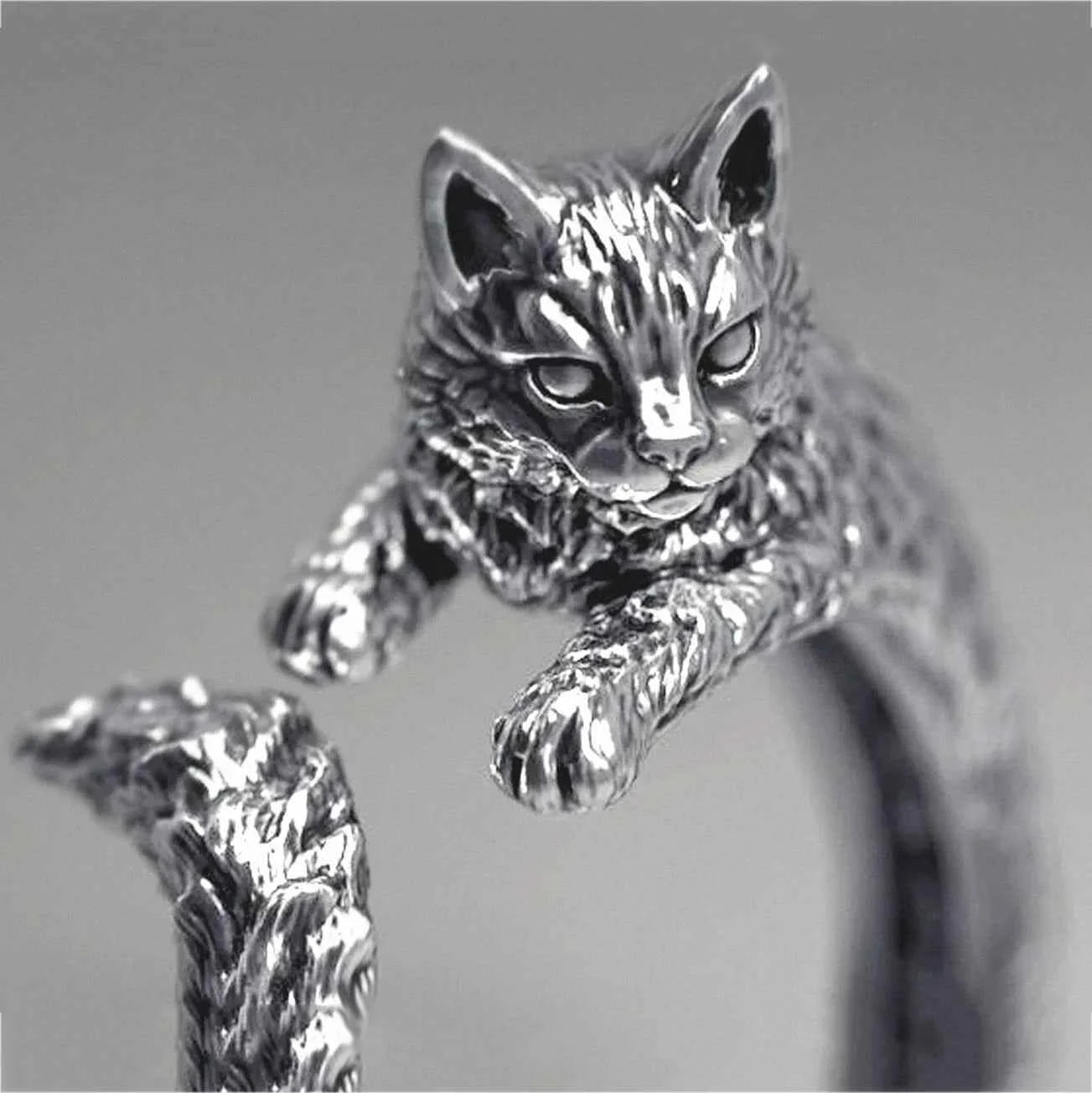 Vintage Witch Cat Opening Ring