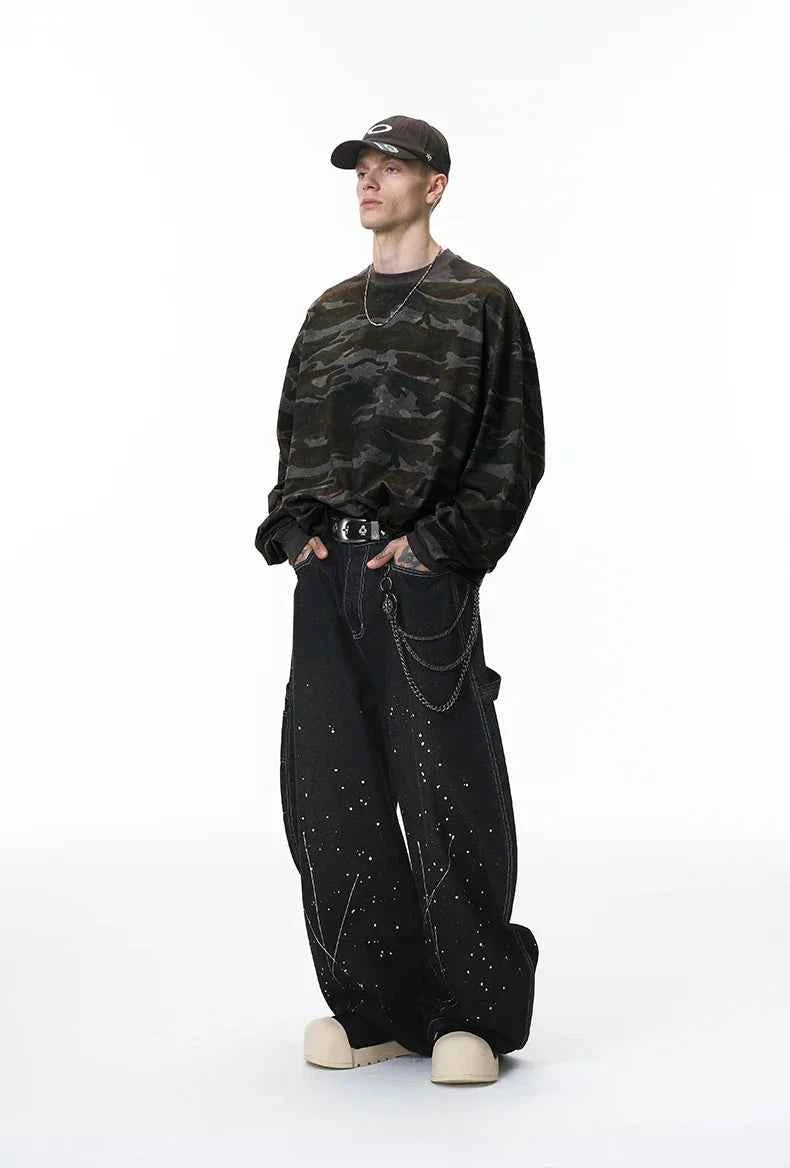 Versatile Camouflage Round Neck Sweatshirt