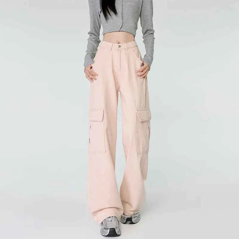 Pink Safari Style High Waist Pants