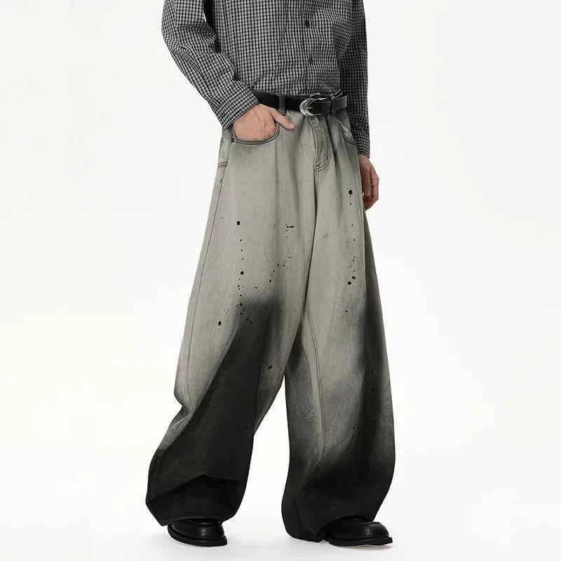 Splash Ink Gradient Color Wide Leg Jeans