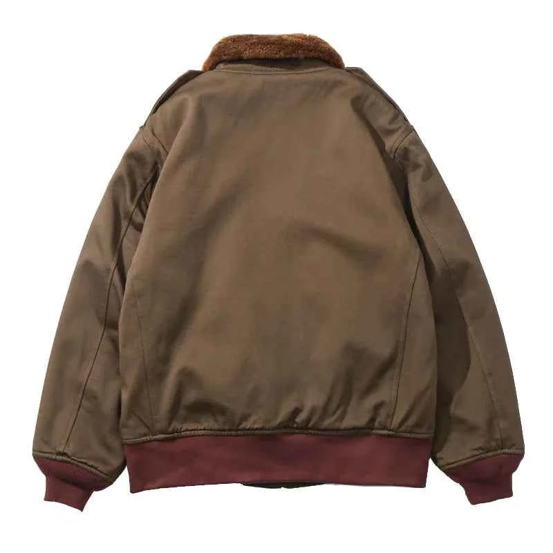 Y2K Luxury Vintage Fur Collar Bomber Jacket