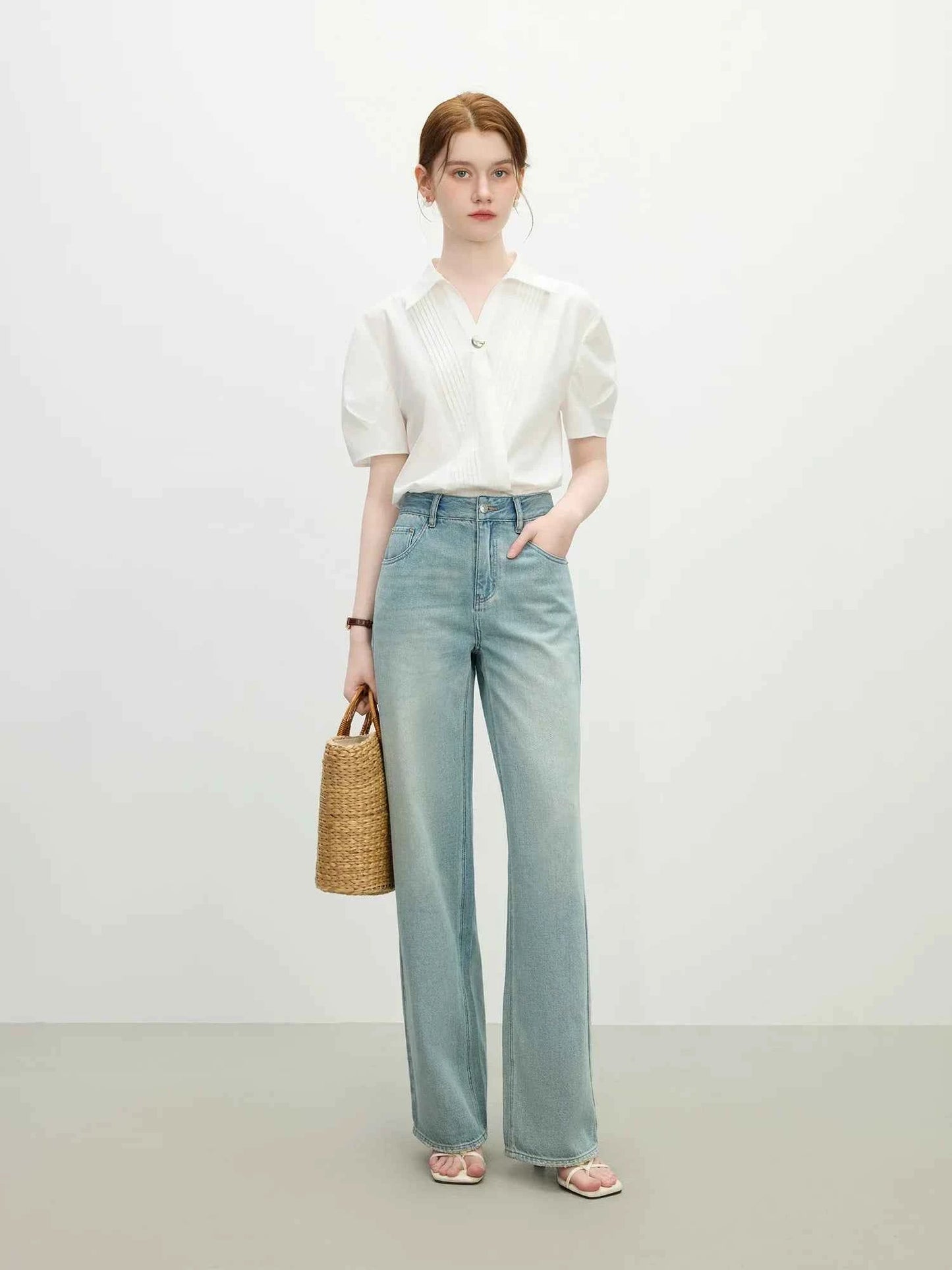 High Waist Distressed Slim Fit Jeans