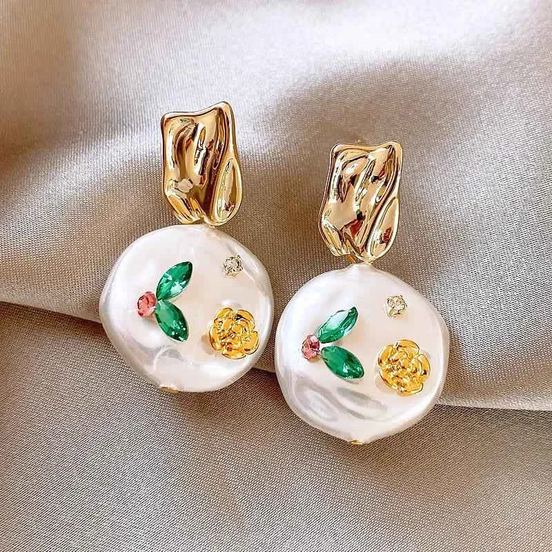 Baroque Pearl with Monet Garden Earring
