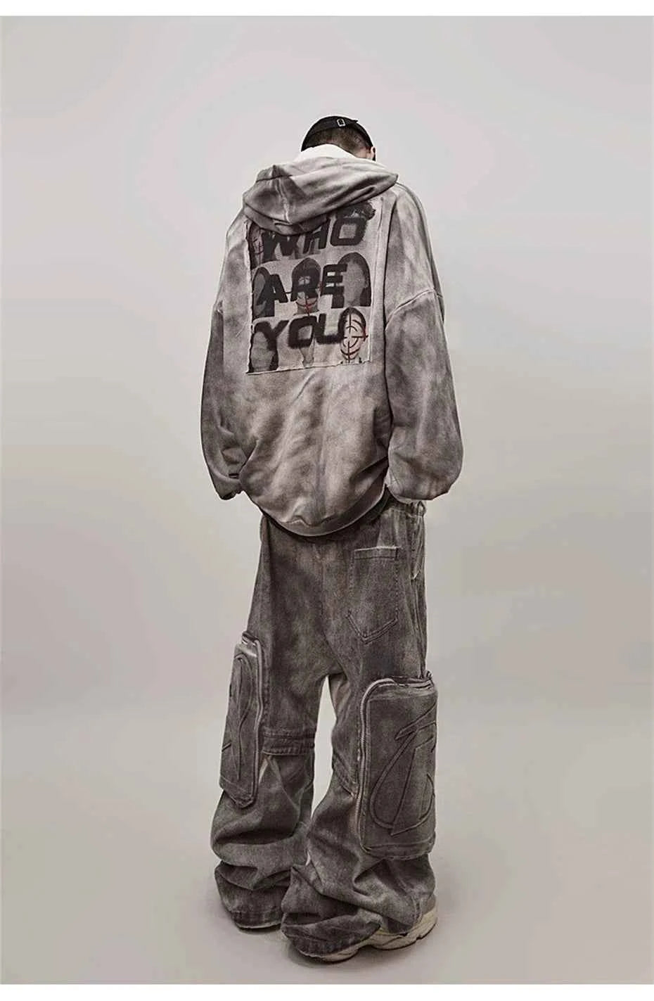 Streetwear Washed Baggy Punk Denim Cargo Jeans