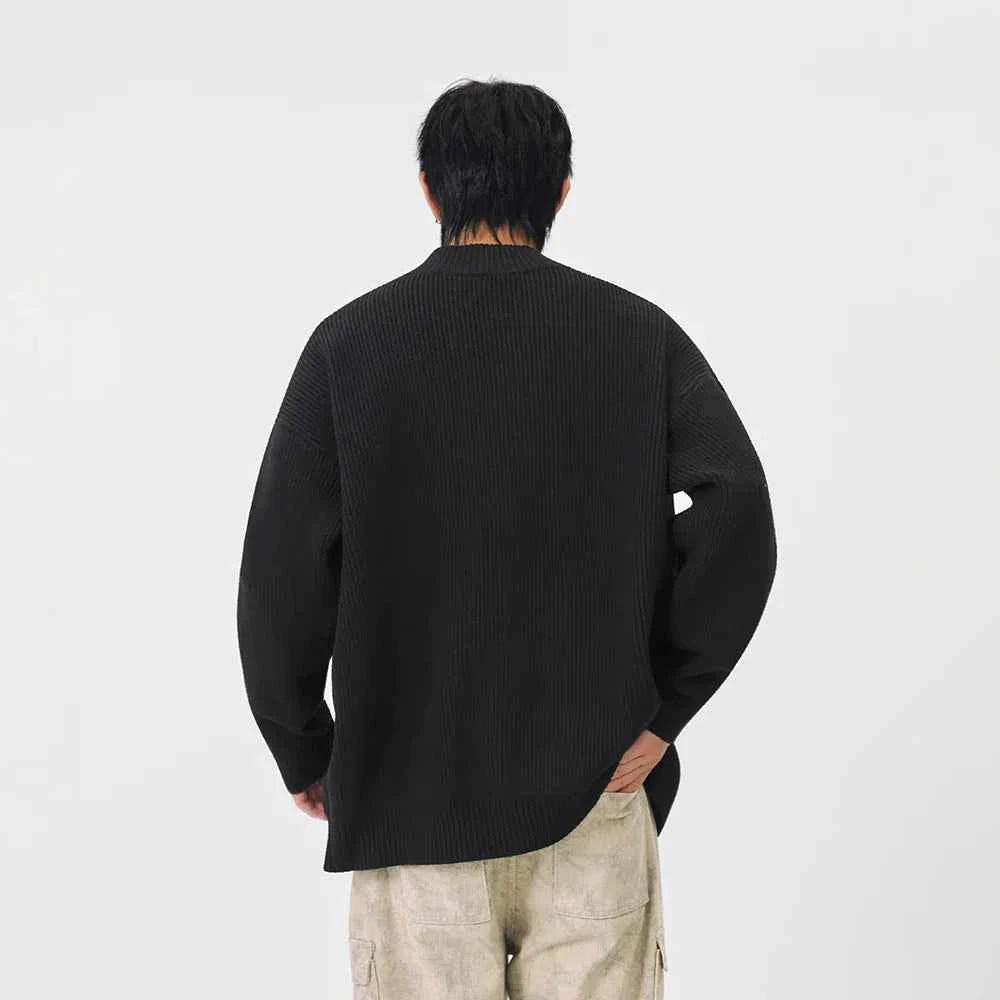 Cozy Ribbed Knit Mock Neck Cardigan