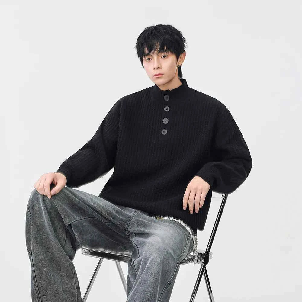 Cozy Mock Neck Waffle Knit Jumper Sweater
