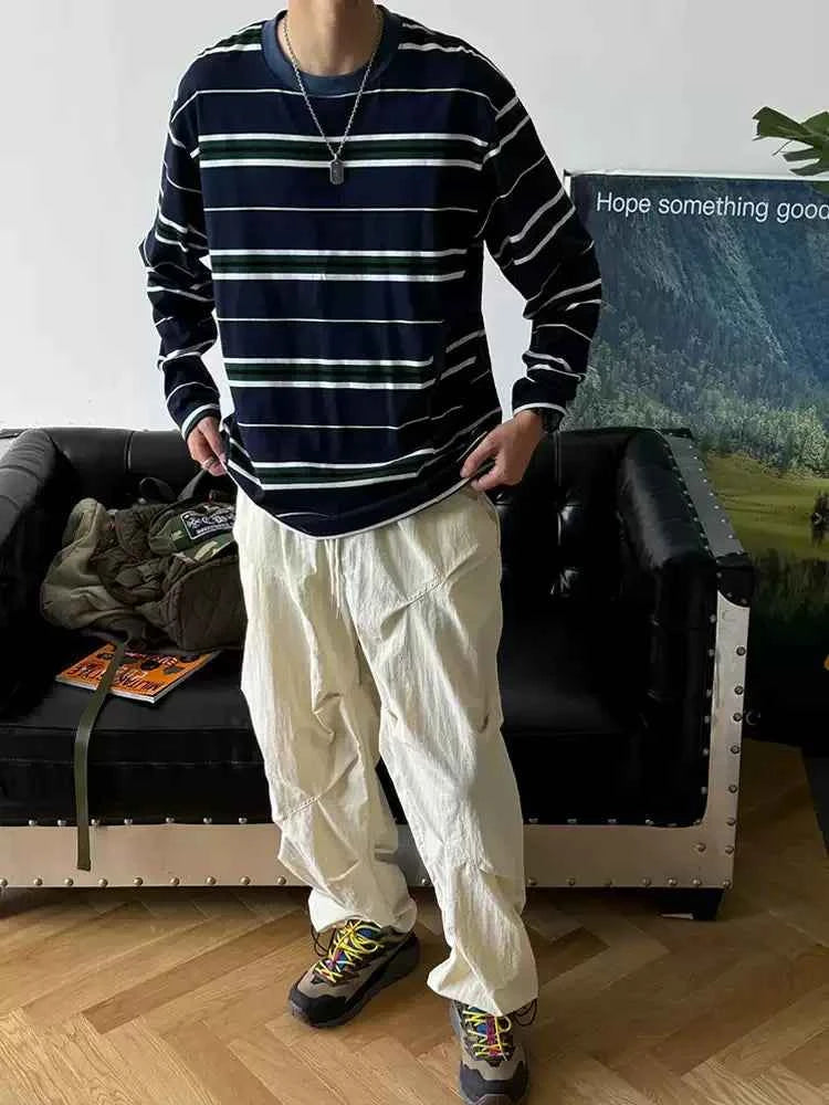 Striped Japanese Minimalist Long Sleeve T-Shirt